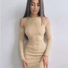 Φόρεμα μίνι , έξωμο , με κορδόνια στην πλάτη σχήμα Χ - PARTELIA - LO