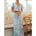 Σετ Τοπ , φούστα σατινέ , ρομαντικό , φλοράλ - MENTAG - LO