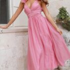 Φόρεμα - V-Neck Backless - Βολάν , Ξώπλατο - LO