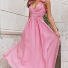 Φόρεμα - V-Neck Backless - Βολάν , Ξώπλατο - LO