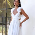 Φόρεμα - V-Neck Backless - Βολάν , Ξώπλατο - LO