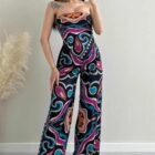 Σετ , Τοπ , Παντελόνα Εμπριμέ , Σατέν - JOSH - LO