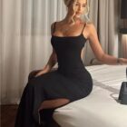 Μιντι Φόρεμα , άνοιγμα πλάτη , σχέδιο κορδόνια - SENSIAL - AD