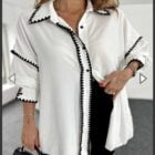 Πουκάμισο , κεντητή τρέσα , μακρύ , SANIA - LO