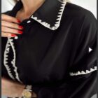 Πουκάμισο , κεντητή τρέσα , μακρύ , SANIA - LO