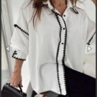 Πουκάμισο , κεντητή τρέσα , μακρύ , SANIA - LO