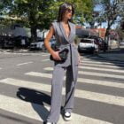 Σετ γιλέκο μακρύ , ζώνη , παντελόνι με λάστιχο - HEART - LO