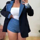 Σετ Σακάκι , Σορτς , δίχρωμο, φόδρα , τζιν - DEKANDE - LO