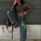 Μακρυμάνικο διάφανο τοπάκι , Animal print & διάφορα χρώματα - BENJIA - LO