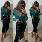 Μακρυμάνικο διάφανο τοπάκι , Animal print & διάφορα χρώματα - BENJIA - LO