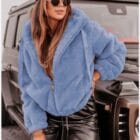 Bomber γουνάκι με κουκούλα , φερμουάρ - BOMBER - LO