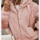 Bomber γουνάκι με κουκούλα , φερμουάρ - BOMBER - LO