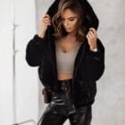 Bomber γουνάκι με κουκούλα , φερμουάρ - BOMBER - LO