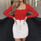 Τοπάκι , τετράγωνη λαιμόκοψη , μακρυμάνικο - ESENSE - LO