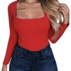 Τοπάκι , τετράγωνη λαιμόκοψη , μακρυμάνικο - ESENSE - LO