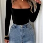 Τοπάκι , τετράγωνη λαιμόκοψη , με Βάτες , μακρυμάνικο – LILLY – LO