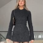 Φόρεμα Μίνι , μακρυμάνικο , σούρες - ENTELIS - LO