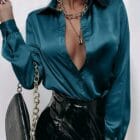 Σατέν πουκάμισο , μακρυμάνικο , κλασικός γιακάς - ZASEN - LO