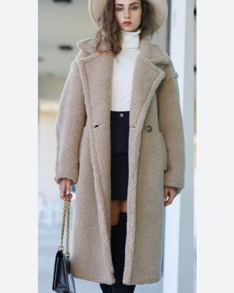 Παλτό τύπου teddy bear , γιακάς , τσέπες - SEINML - LO