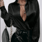 Σατέν πουκάμισο , μακρυμάνικο , κλασικός γιακάς - ZASEN - LO