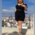 Κομψό ολόσωμο σορτς , διακοσμητικά βολάν , PLUS SIZE - TEREAN - HO