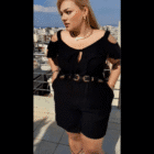 Κομψό ολόσωμο σορτς , διακοσμητικά βολάν , PLUS SIZE - TEREAN - HO
