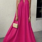 Φόρεμα , λαιμόκοψη Halter , χρυσή αγκράφα - LENIA - AD