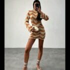 Μίνι Φόρεμα LUREX , μακρυμάνικο , μεταλλική υφή , ανοίγματα στα πλάγια - VERSATIBLE - AD