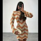 Μίνι Φόρεμα LUREX , μακρυμάνικο , μεταλλική υφή , ανοίγματα στα πλάγια - VERSATIBLE - AD