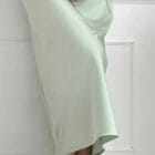 Φούστα μίντι Σατέν , μεταξένια , γυαλιστερή - KANEL - AD