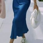 Φούστα μίντι Σατέν , μεταξένια , γυαλιστερή - KANEL - AD