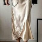 Φούστα μίντι Σατέν , μεταξένια , γυαλιστερή - KANEL - AD