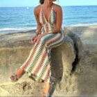 Μαξι Φόρεμα , λεπτές τιράντες , BOHO STYLE - ELMAS - AD