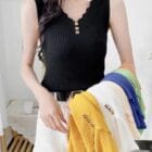 Μπλούζα Τοπ , ριπ , ελαστική , V λαιμόκοψη , στρας - VONCA - AD