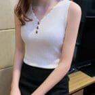 Μπλούζα Τοπ , ριπ , ελαστική , V λαιμόκοψη , στρας - VONCA - AD