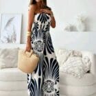 Ολόσωμη φόρμα , εμπριμέ , στράπλες - SENSIA - AD