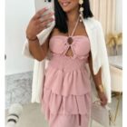 Φόρεμα , Βολάν , στράπλες ELEONOR - LO - AD