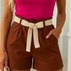 Σόρτς ψηλόμεσο , τσέπες , ζώνη - ANTONELA - AD