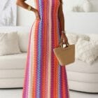 Μίντι φόρεμα , εμπριμέ , V λαιμόκοψη , ελαστικό , Λούρεξ - DENDEN - AD