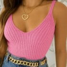 Τοπάκι , CROP , ριπ , ανάγλυφη υφή , V ντεκολτέ - ZENIS - AD