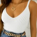 Τοπάκι , CROP , ριπ , ανάγλυφη υφή , V ντεκολτέ - ZENIS - AD