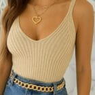 Τοπάκι , CROP , ριπ , ανάγλυφη υφή , V ντεκολτέ - ZENIS - AD