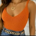 Τοπάκι , CROP , ριπ , ανάγλυφη υφή , V ντεκολτέ - ZENIS - AD