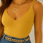 Τοπάκι , CROP , ριπ , ανάγλυφη υφή , V ντεκολτέ - ZENIS - AD