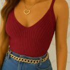 Τοπάκι , CROP , ριπ , ανάγλυφη υφή , V ντεκολτέ - ZENIS - AD