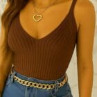 Τοπάκι , CROP , ριπ , ανάγλυφη υφή , V ντεκολτέ - ZENIS - AD