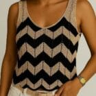 Αμάνικη μπλούζα λούρεξ με κυματιστή διακόσμηση -SERAF - AD