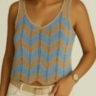 Αμάνικη μπλούζα λούρεξ με κυματιστή διακόσμηση -SERAF - AD