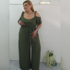 Ολόσωμη φόρμα , plus size , τιράντα , βολάν - SELECTA - HO