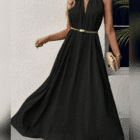 Φόρεμα , λαιμόκοψη Halter , χρυσή αγκράφα - LENIA - AD